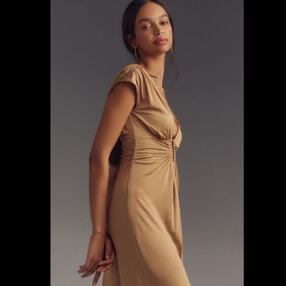 Anthropologie V-Neck Ring Midi Dress - Picture 2 of 3